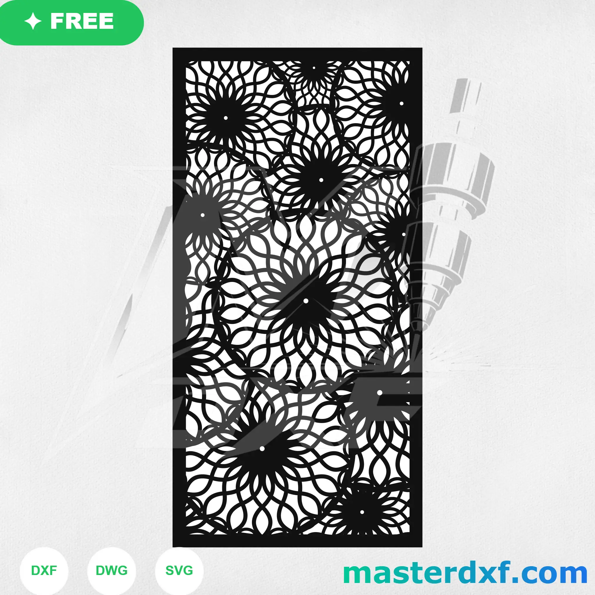 Overlapping Linear Starburst Mandala Privacy Lattice DXF File